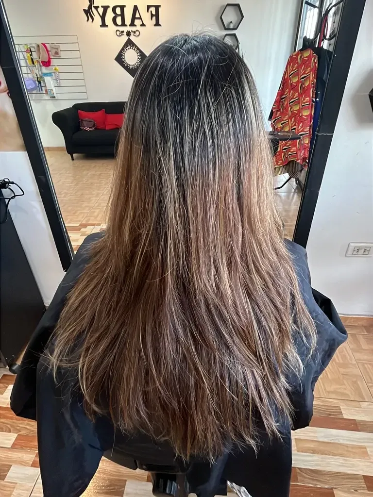 Antes — Balayage & Rulos